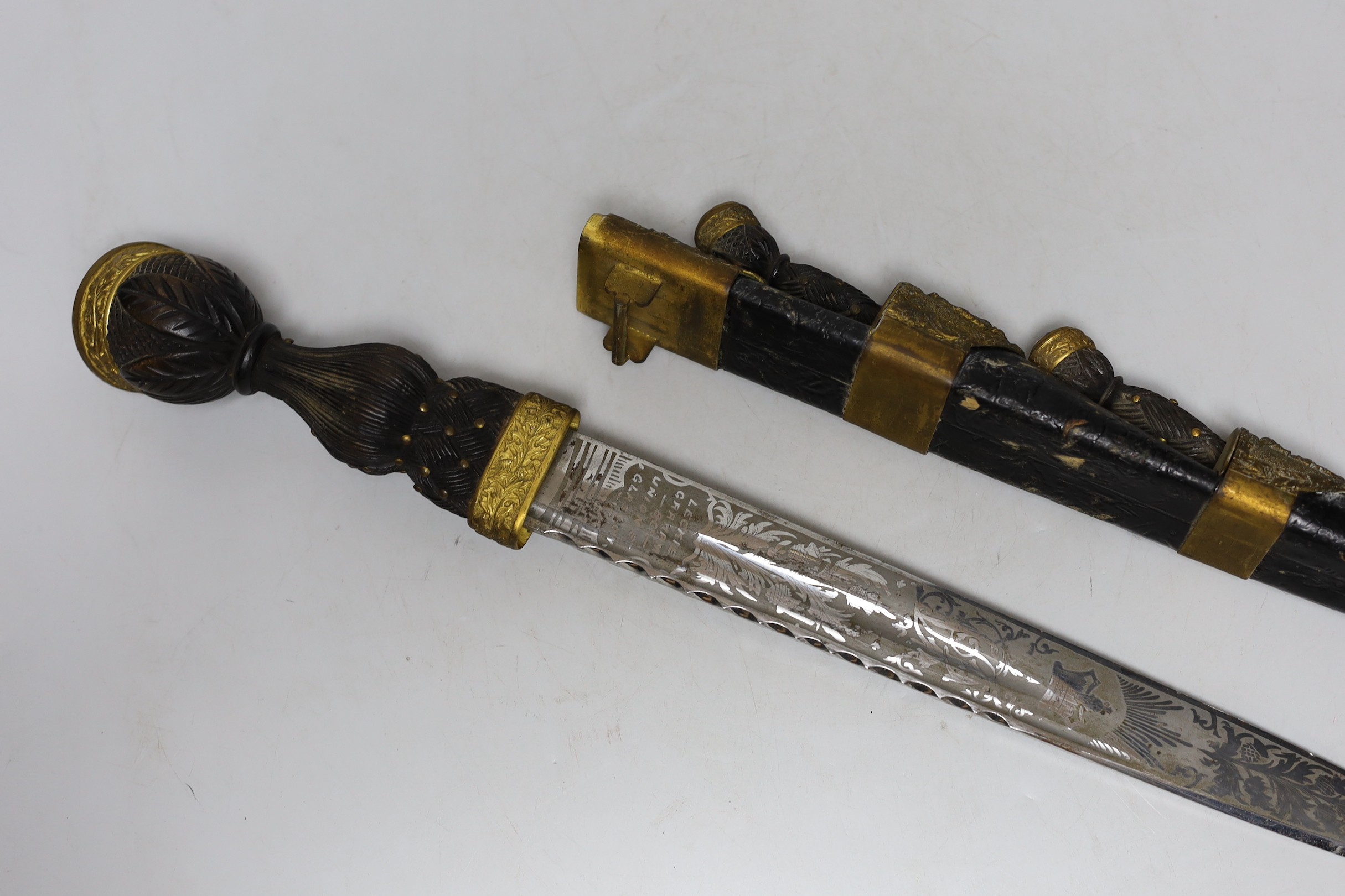 A Victorian Scottish dirk, Cairngorm lacking, 45cms long